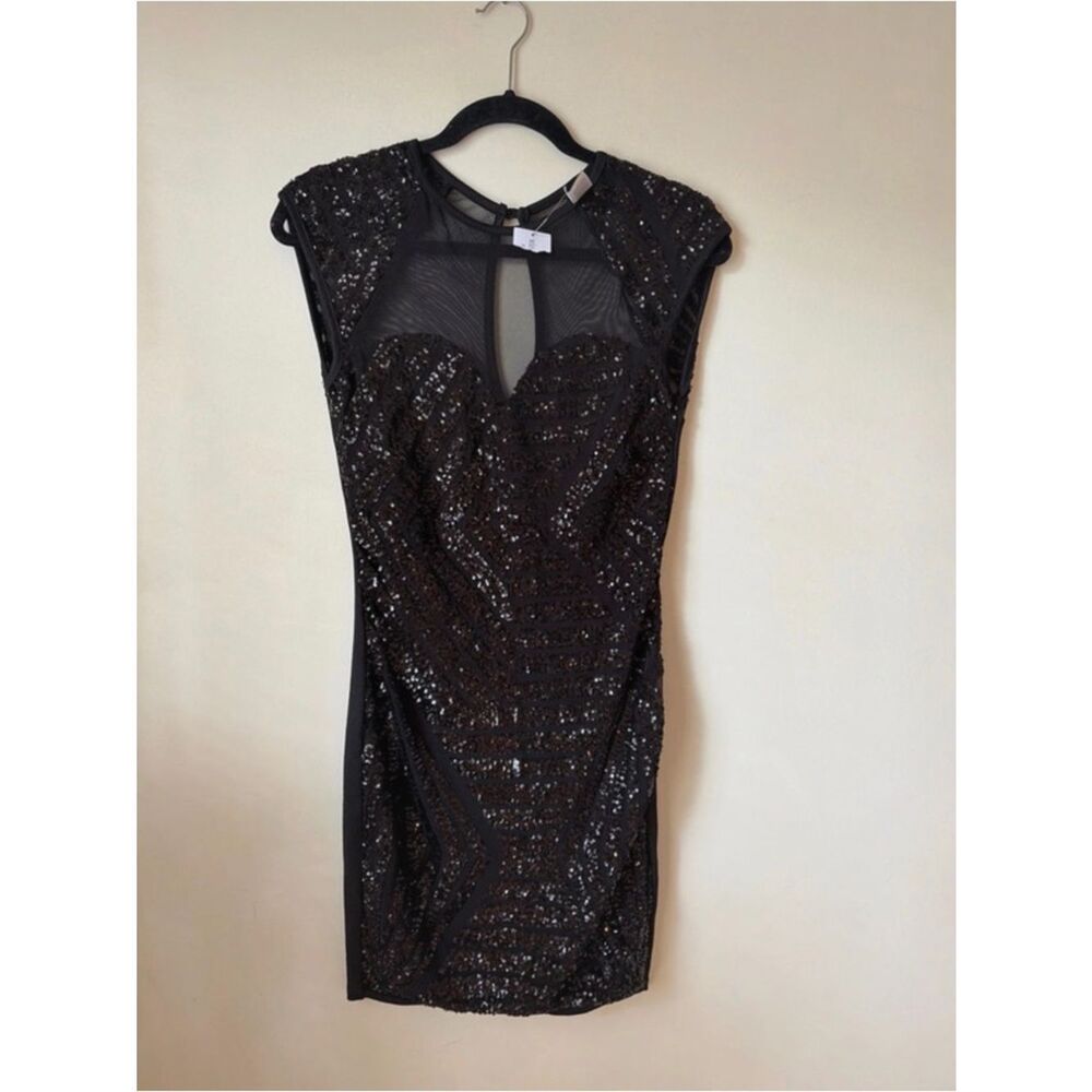 Windsor Black Sequin Mesh Mini Dress
